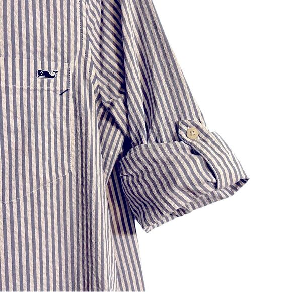 Vineyard Vines Blue & White Striped Button Blouse Front Size 4 - Picture 3 of 14